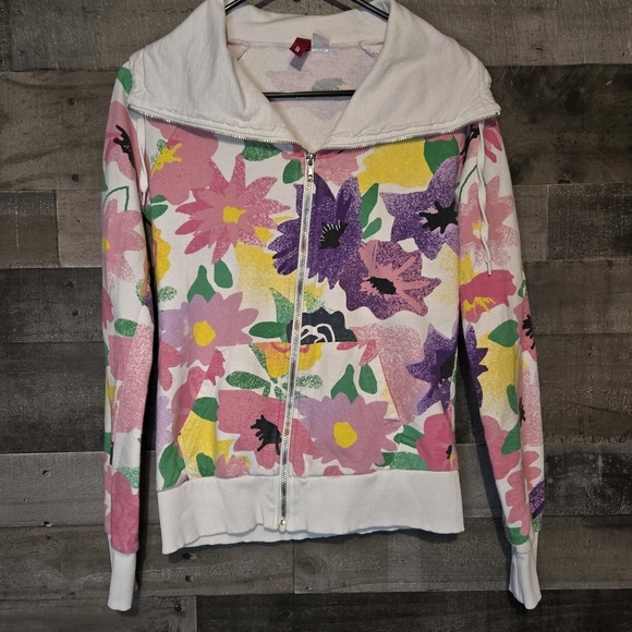 h&m floral zip up sweatshirt - Picture 1 of 5